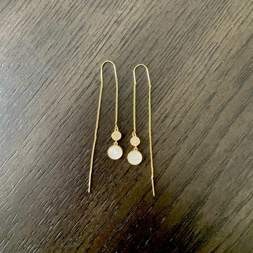 $20 OR FREE NWOT 14K Gold Plated Cubic Zirconia Long Line Earrings